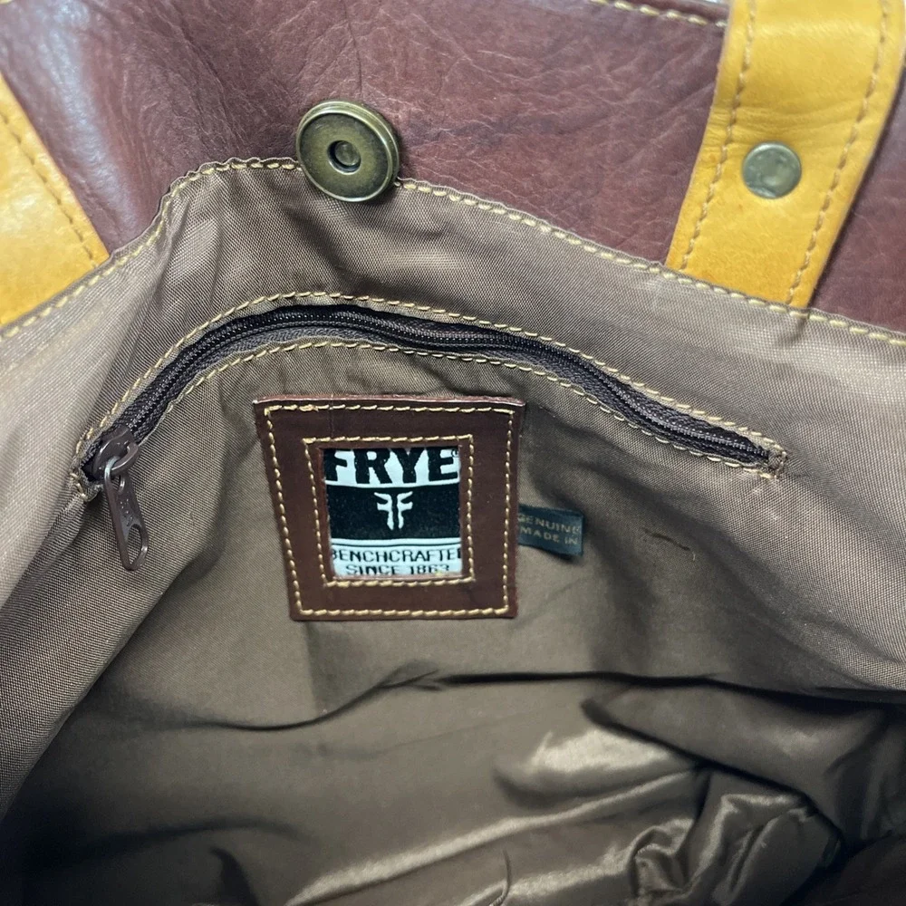 VINTAGE Frye Cognac Brown Leather Hobo Medium‎ Tote Bag